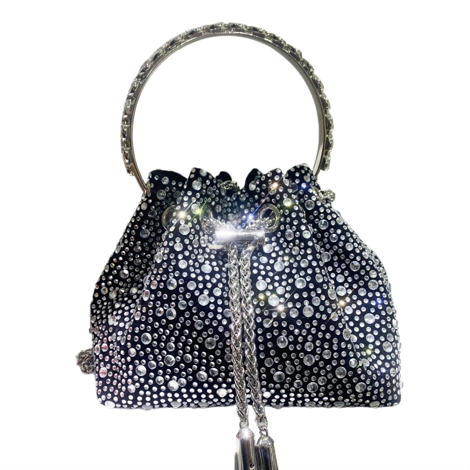 Wenyog Women's Black-B Rhinestone Bag Bags For Handbag Shining Diamond Bag Evening Banquet Bag(Black-B)