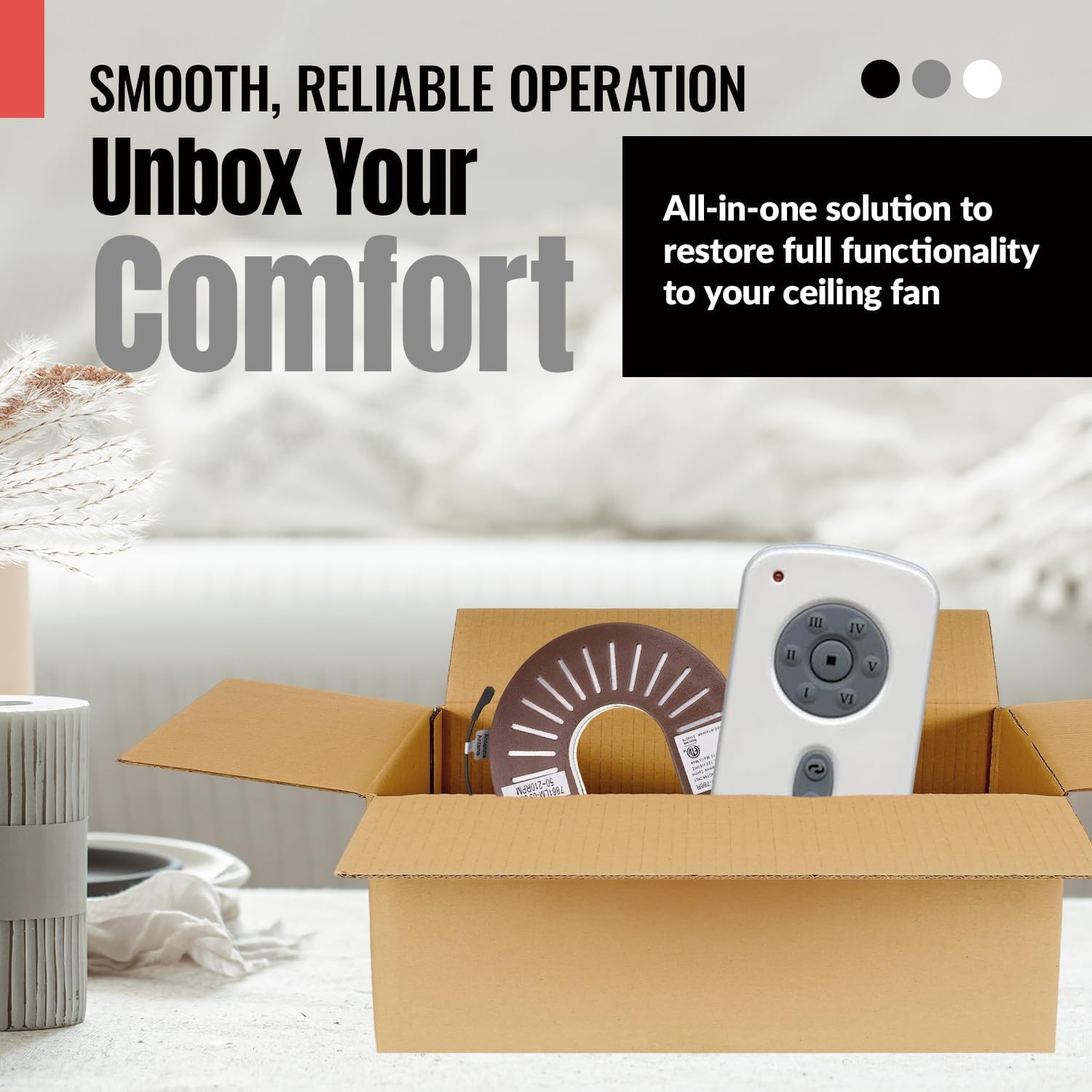 Anderic Ceiling Fan Kit RH786R / RR787T for DC 6-Speed Ceiling Fans fits Casablanca Fanimation Slinger Holliston Panama Stealth Fellini