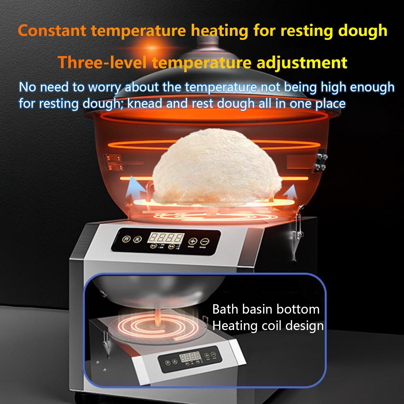 Impastatrice A Spirale Elettrica in Acciaio Inox da 1800 W con Timer per Pizzerie E Panetterie - capacità 8 kg