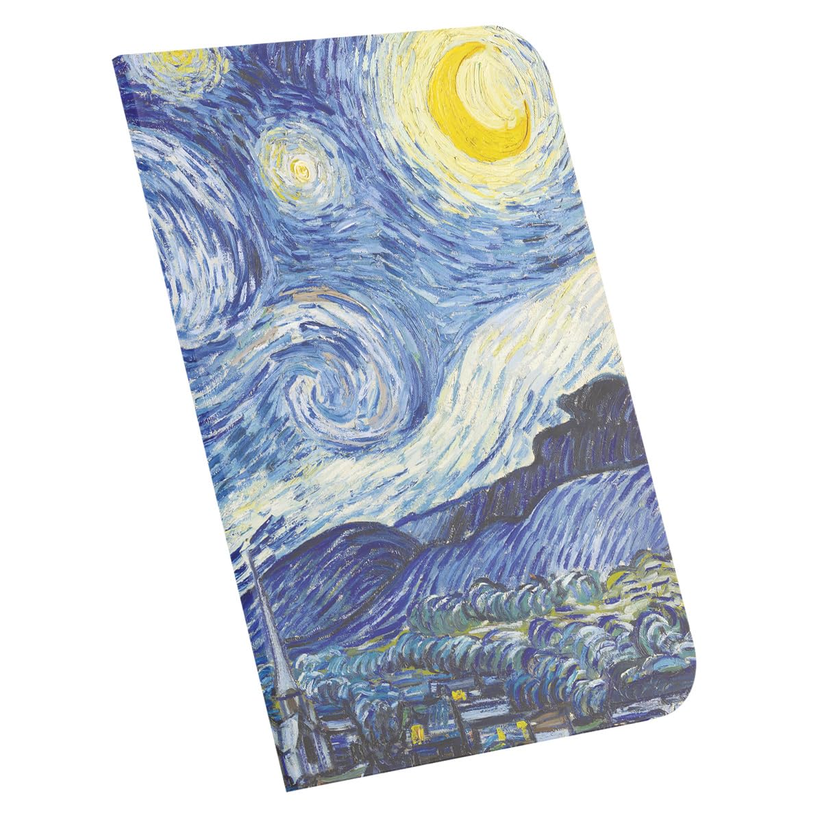 Retronote The Starry Night, Van Gogh 1889, quaderno A4 I, senza righe, totale 64 pagine, cuciture a filo, copertina flessibile, bordo ovale, texture tela, 60 grammi, giallo crema, 21 x 29,7 x 0,5 cm