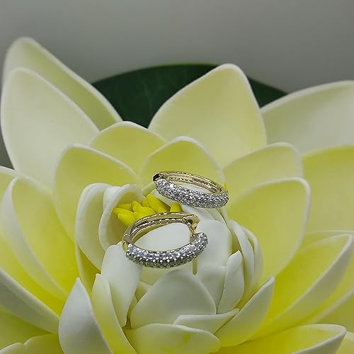 Miniatura 2 de Dazzlingrock Collection Pendientes de aro de 0,50 quilates (quilates) con diamantes blancos redondos de 12 quilates, disponibles en metal de 10 K14