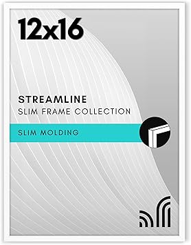 Americanflat 12x16 Picture Frame with Polished Plexiglass - Streamline Collection - Thin Border Picture Frame for Wall Display - Hanging Hardware Included - White