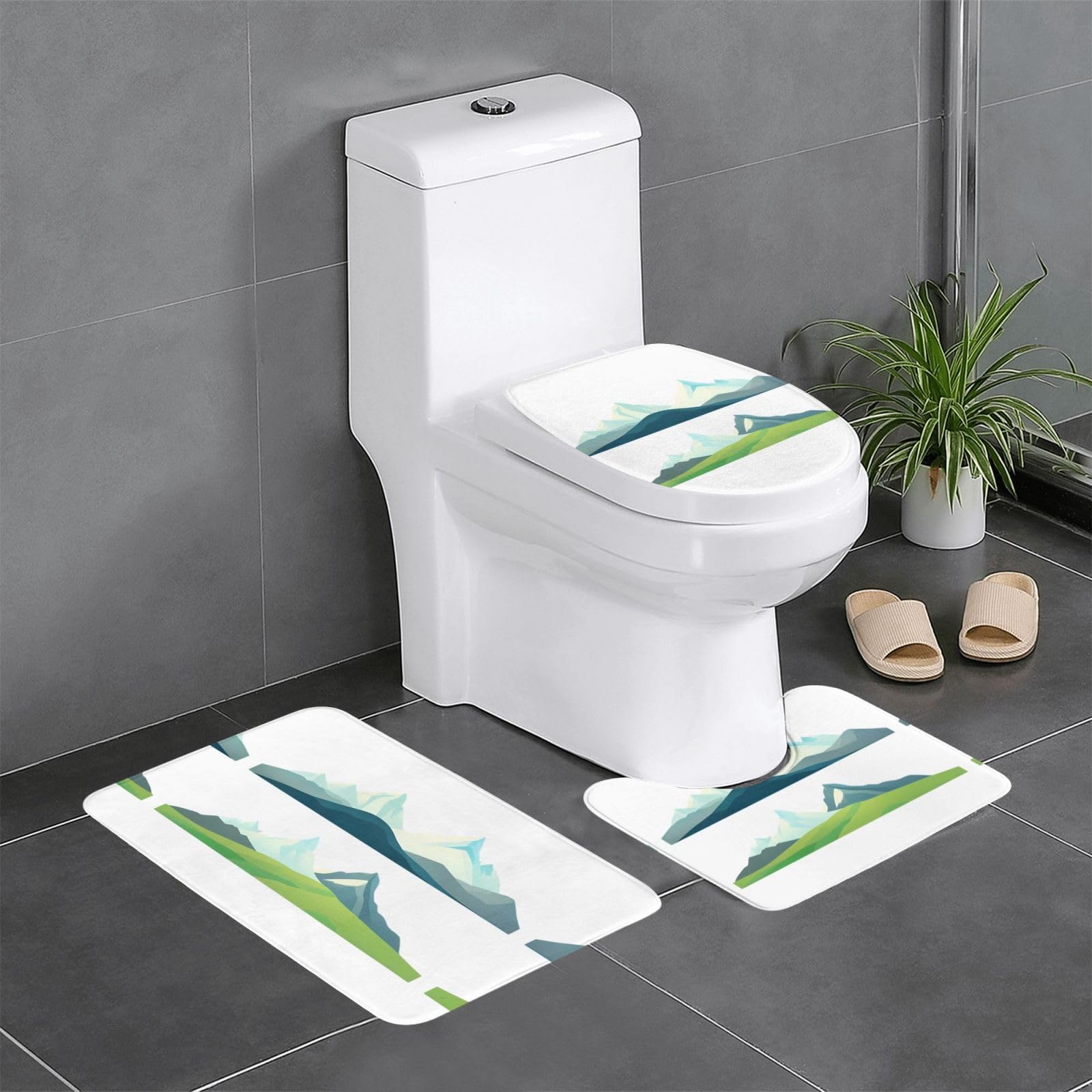 Tapis de salle de bain antidérapants WHJDPP lot de 3 avec tapis rectangle en U et en O pour WC