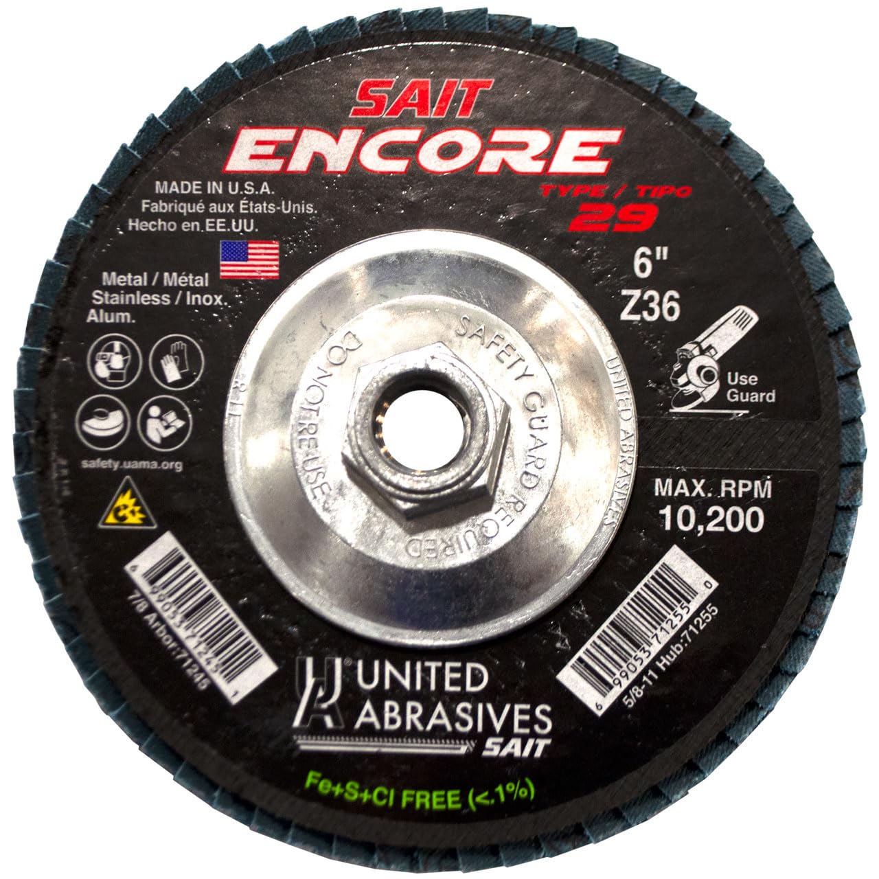 United ABRASIVES Encore T29 6 X 5/8-11 Z 36X (71255) (10/Each)