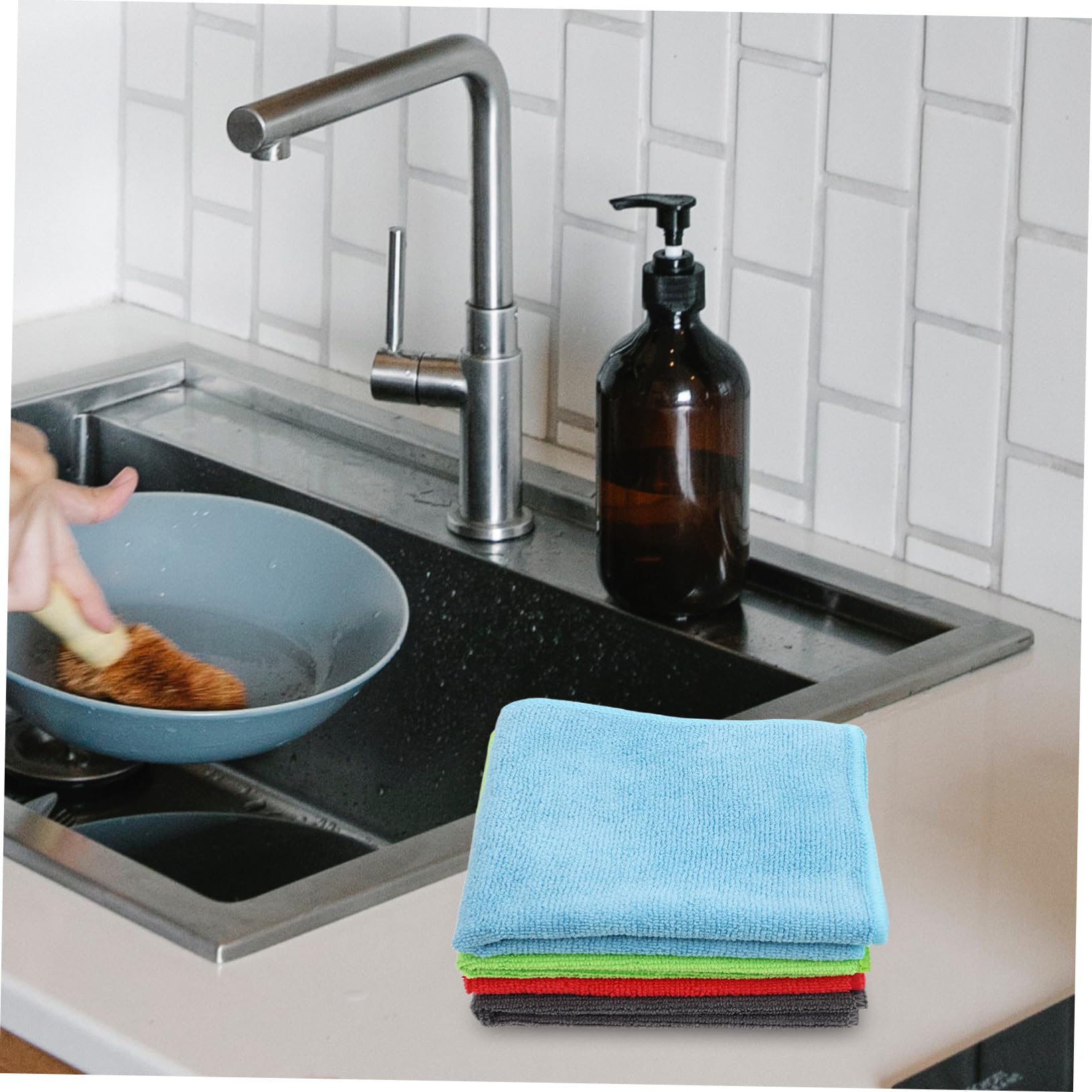 24 Piezas Paños de Microfibra Multiusos para Limpiar la Cocina Coche Paños de Cocina Reutilizables Hogar Secar Coches Limpiar Encimeras