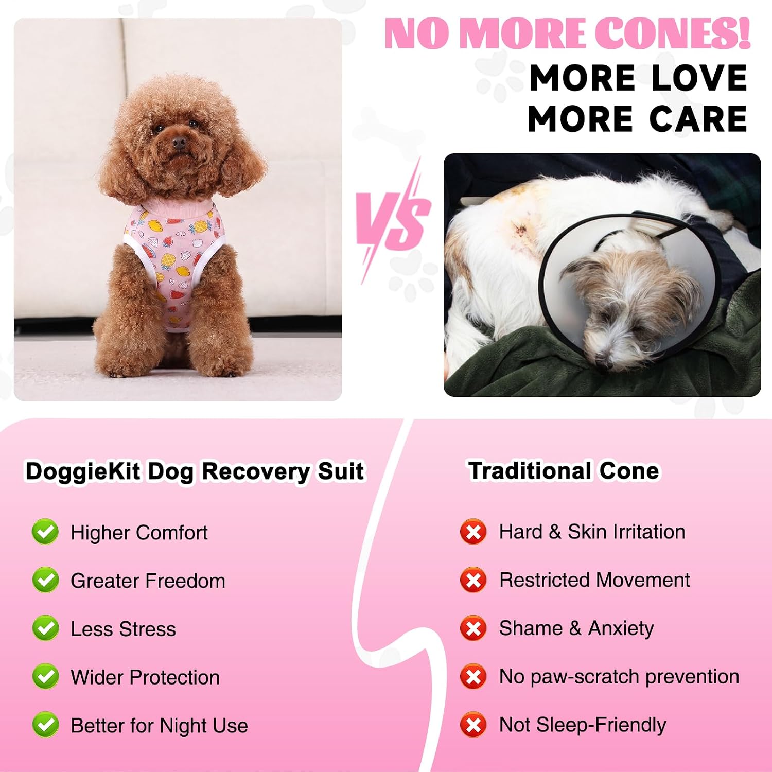 Dog Surgery Recovery Suit, Puppy Surgical Onesie for Female Spay Male Neuter, Soft Anti-Licking Bodysuit Pajamas Shirt After Surgery, E-Collar & Cone Alternatives for Small Medium Dogs Cats