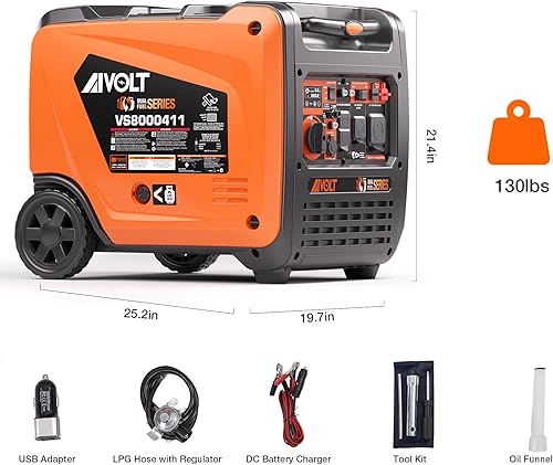 Miniatura 32 de AIVOLT Generador inversor de 4300 W a gas, portátil, súper silencioso, generador al aire libre, listo para herramientas de camping y uso doméstico