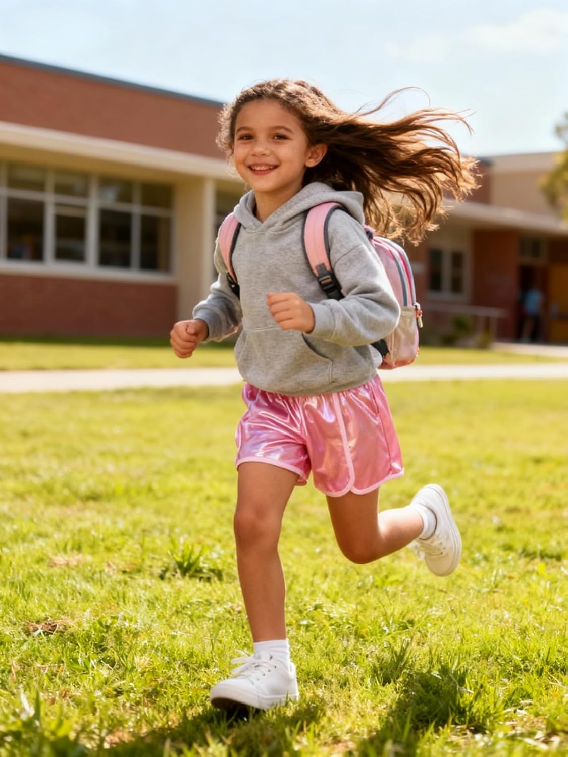 Girls Metallic Shorts Kids Shiny Hot Pants Elastic Waistband Shorts with Pockets - Image 2