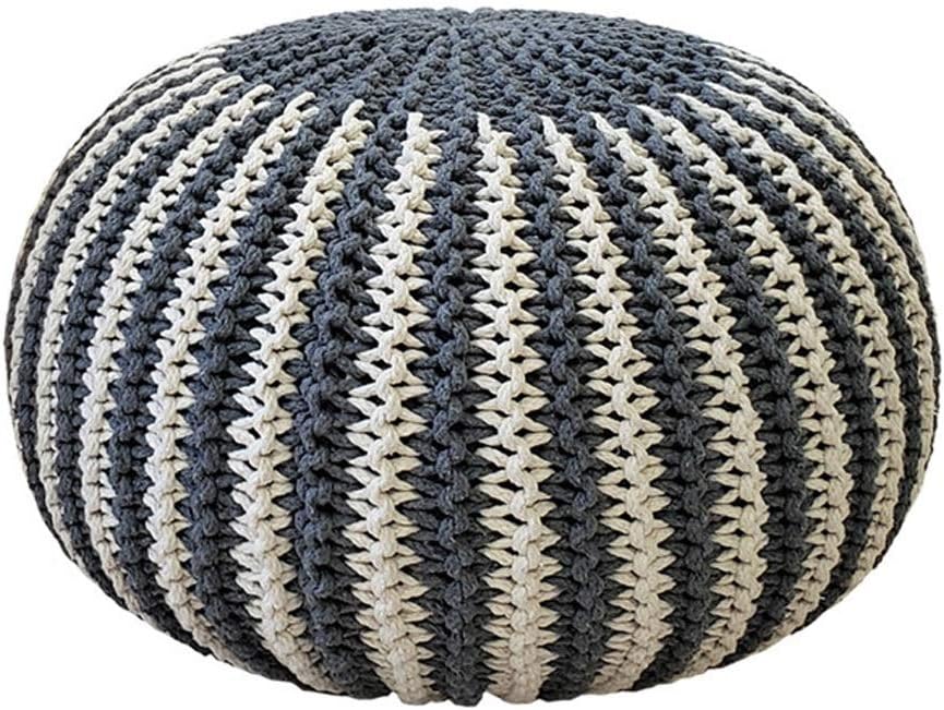 Lovely Home Decorative Patio Seating Hand Knitted Cotton Woven Removable Footstool Ottomans Round Floor Pouf Stool