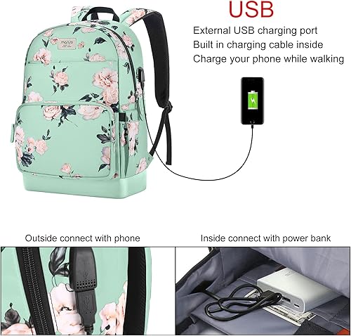 Miniatura 2 de MOSISO Mochila para laptop de 15.6 a 16 pulgadas para mujer, bolsa de poliéster antirrobo, elegante, informal, con correa de equipaje y puerto de