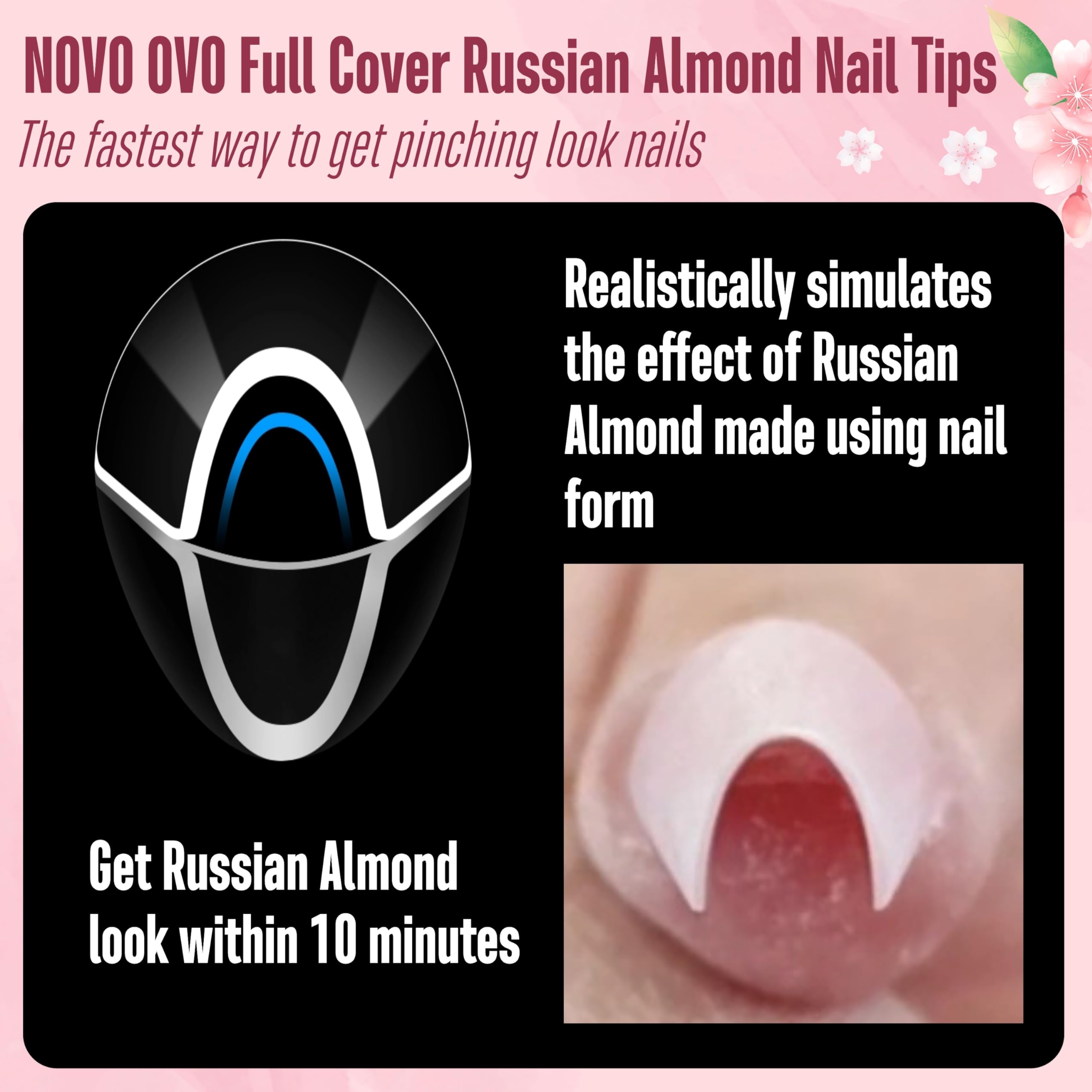 NOVO OVO Nail Tips Russian Almond Coffin Ballerina - Image 3