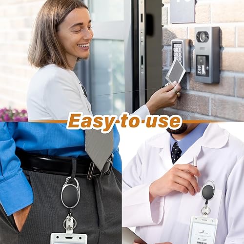 Miniatura 5 de Paquete de 72 carretes retráctiles resistentes para tarjetas de identificación, soporte para tarjetas de llaves, clip retráctil, clips de