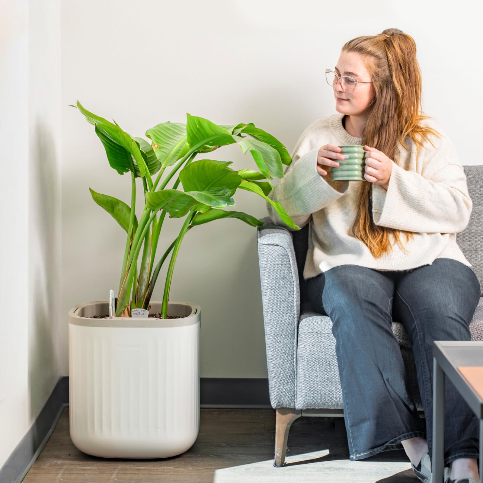 Vego garden Planters for Outdoor & Indoor Plants, Large Plant Pots with Self Watering, 15" Tall Large Plant Pots with Trellis for Flowers Plants Decor, Cream White: Cream White No Trellis