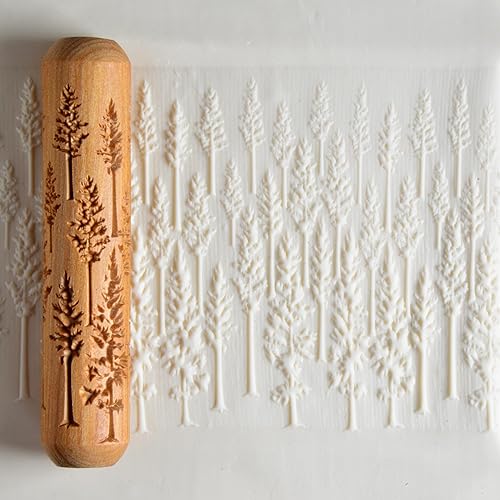 MKM Pottery Tools Rodillos de mano grandes de madera para arcilla (BHR-150 Evergreen Forest)