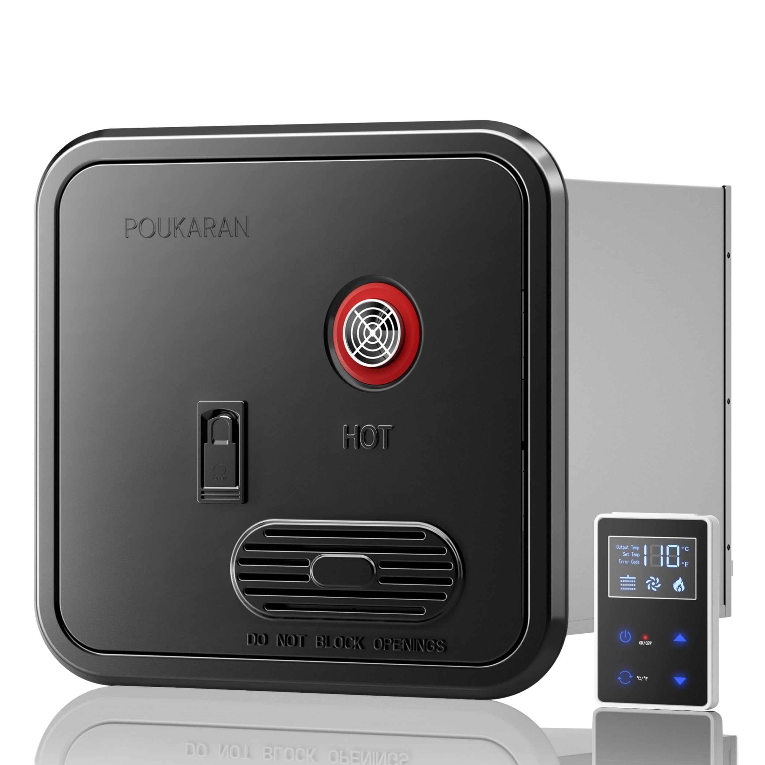 Poukaran 65,000 BTU RV Tankless Water Heater, 18x18 inches On Demand Instant Hot Water, DC 12V, High Altitude Available, Propane Gas, Energy Saving,