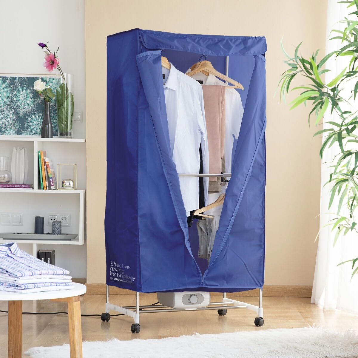 Armario, secadora climatizada, secadora de ropa eléctrica portátil, secador de aire caliente, armario con calefacción, doble altura 15 kg, esterilización antibacteriana, temporizador, 1200 W