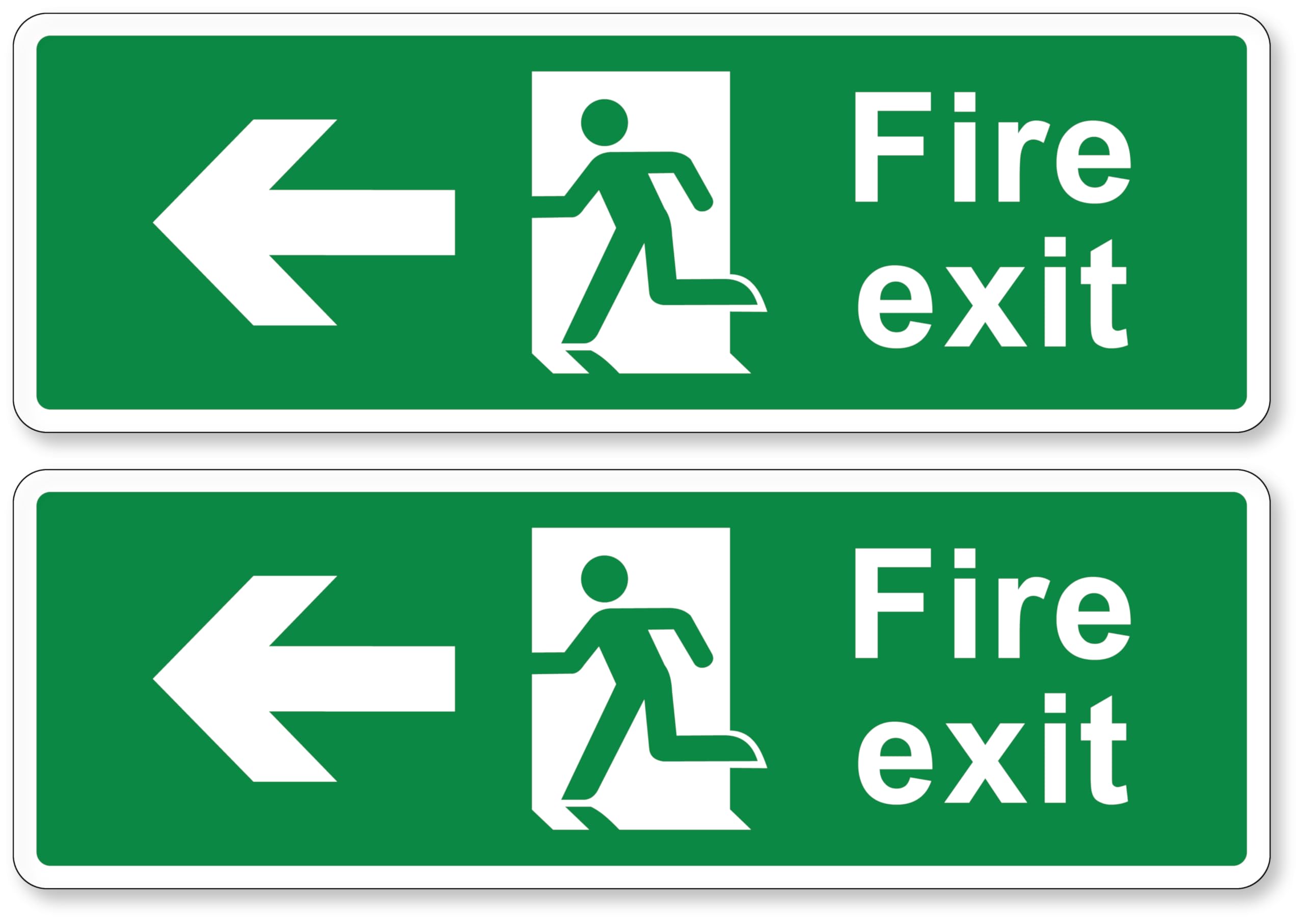 Fire Exit Sign Left Arrow Running Man 300x100mm Self Adhesive Vinyl - Emergency Exit Safety Sign - Peel & Stick Wall Door Sign for Office Warehouse (2)