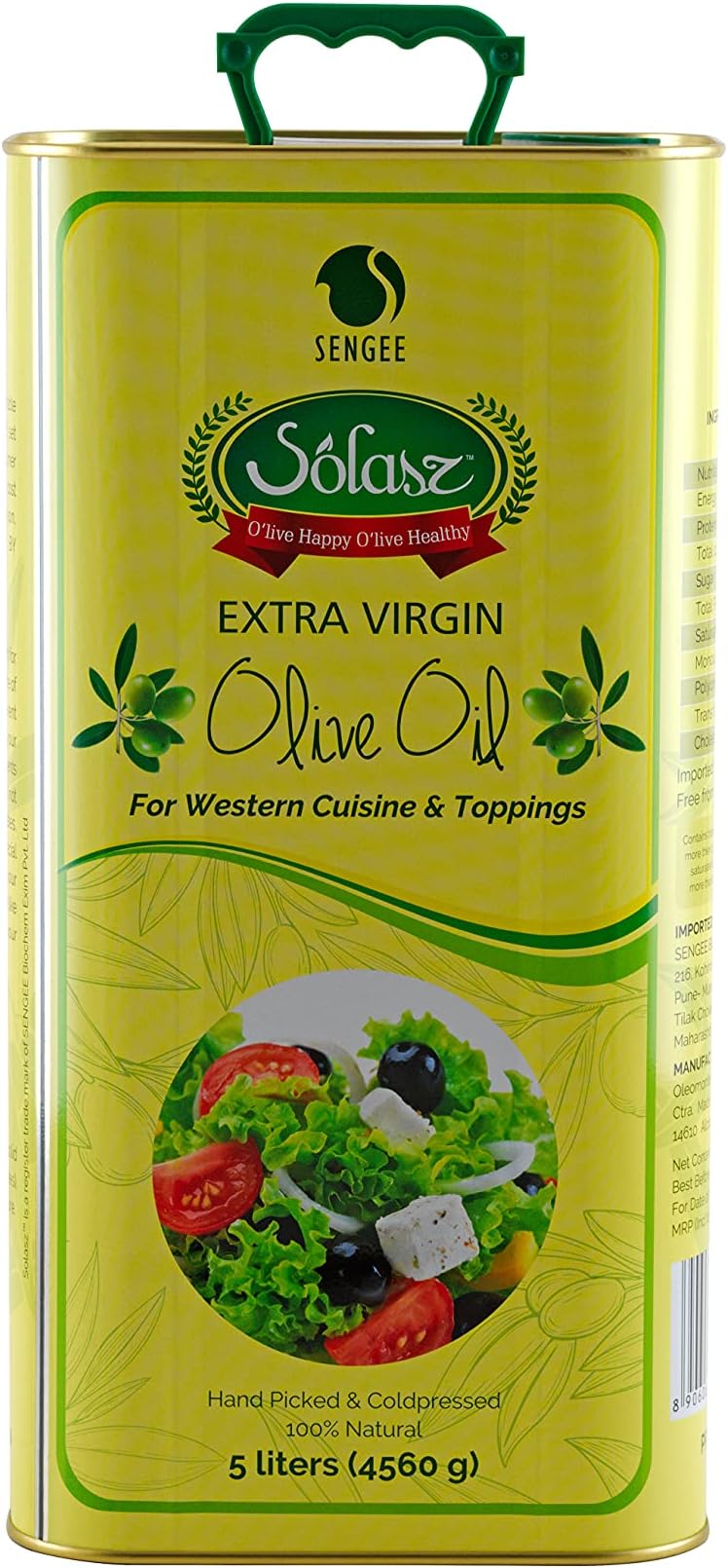 Solasz 100% Cold Pressed Spanish Extra Virgin Olive Oil 5litres
