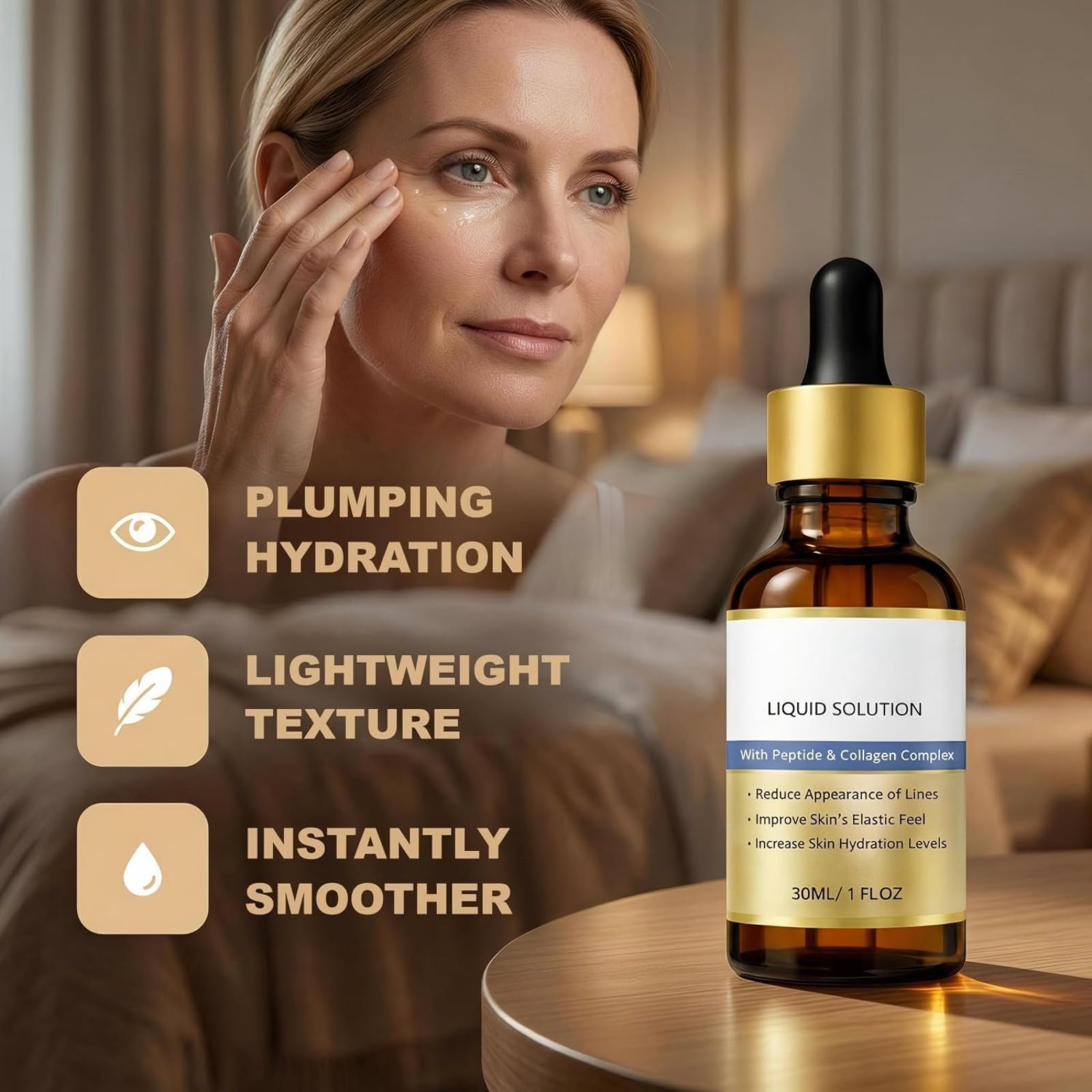 Siero rassodante per il viso, siero anti-invecchiamento ai peptidi e al collagene, idratante e rassodante per il viso, riduce le rughe e le rughe, per tutti i tipi di pelle. 5 pezzi