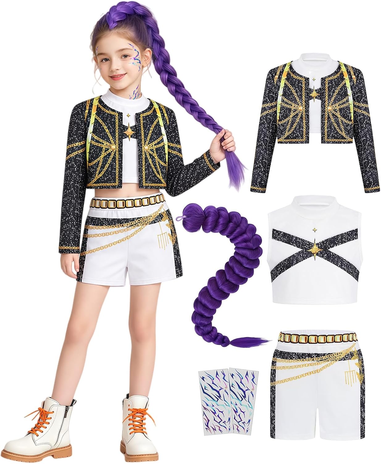 Golden Pop Performer Costume Kids Girls Halloween Costumes with Accessories