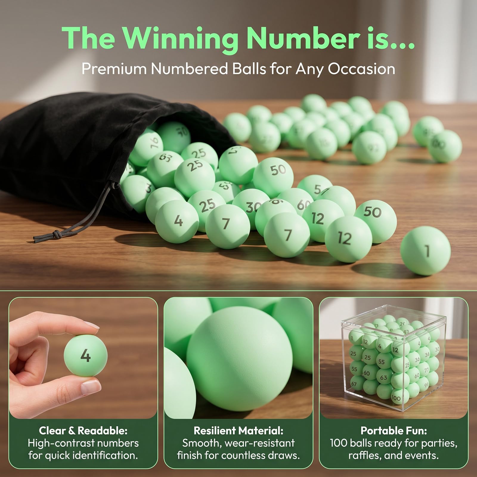 Toyvian 100 pelotas de ping pong numeradas a granel, pelotas de tenis de mesa numeradas a granel, bingo de lotería de plástico de 35 mm para rifa y para noche de juegos, carnaval, máquinas