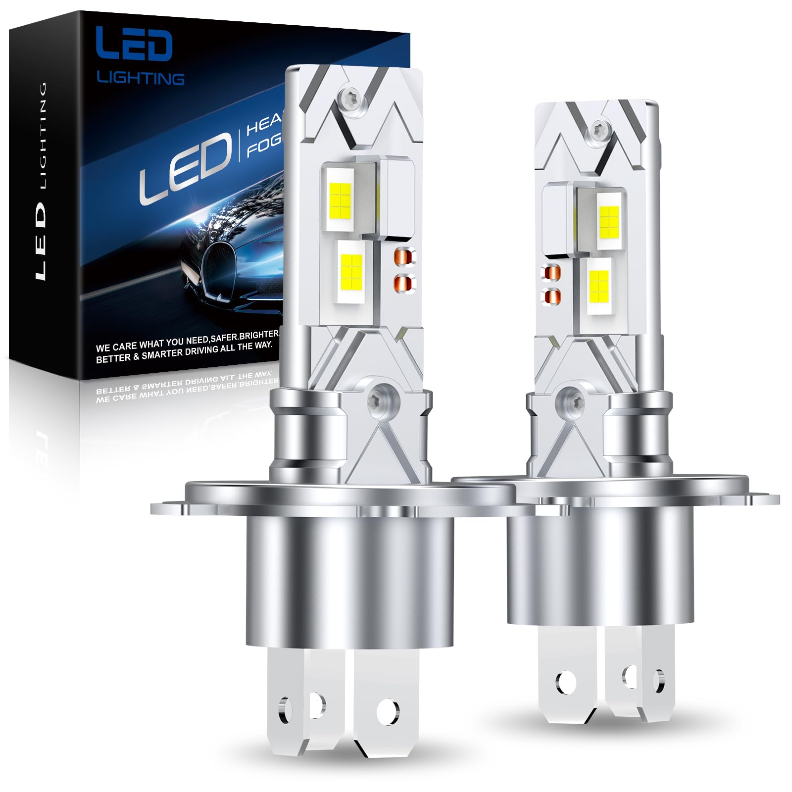 SHINYY Lampadine H4 LED per Auto e Moto, 2026 22000LM Potente 12V 6500K Bianco Freddo Lampada LED H4 HB2 9003 per Faro per Luci Anabbaglianti o Abbaglianti, Plug and Play, Pack da 2