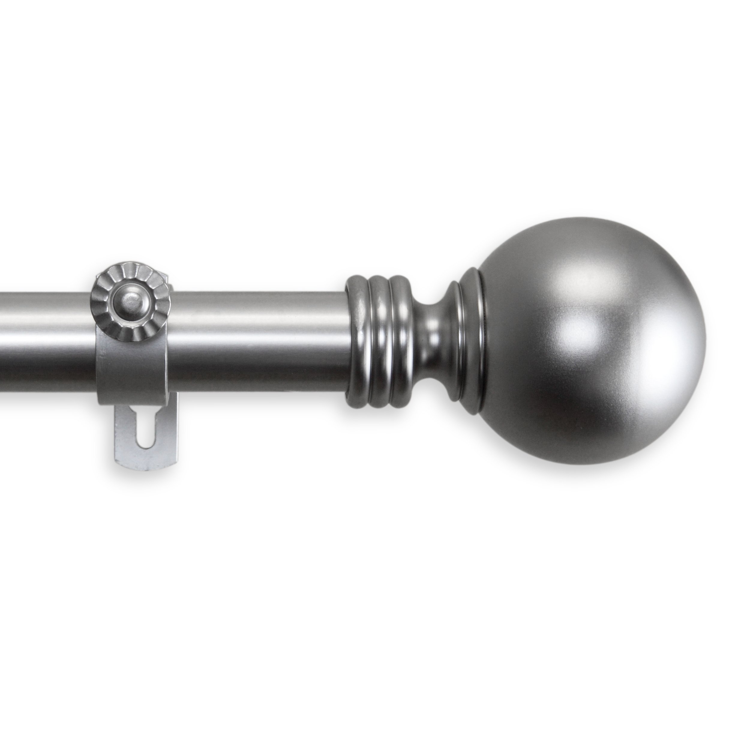 A&F Rod Décor - Ball Curtain Rod 1 inch Diameter, 48-84 inch - Satin Nickel