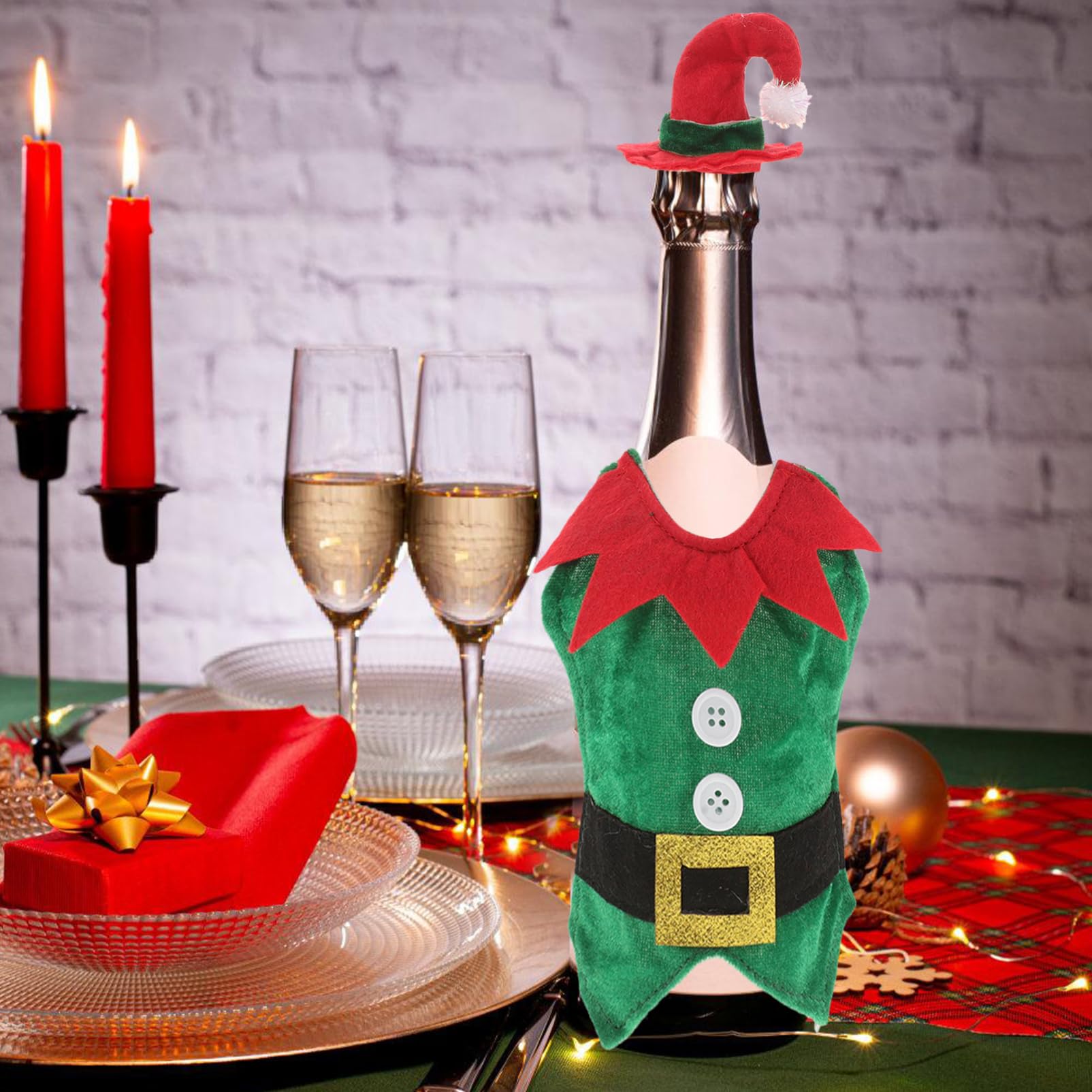 Luxshiny 10pièces Housse De Bouteille De Vin De Noël avec Chapeau De Vêtements Délicats pour Bouteilles De Vin Décoration Festive pour Fêtes Accessoire pour Événements Et Repas De