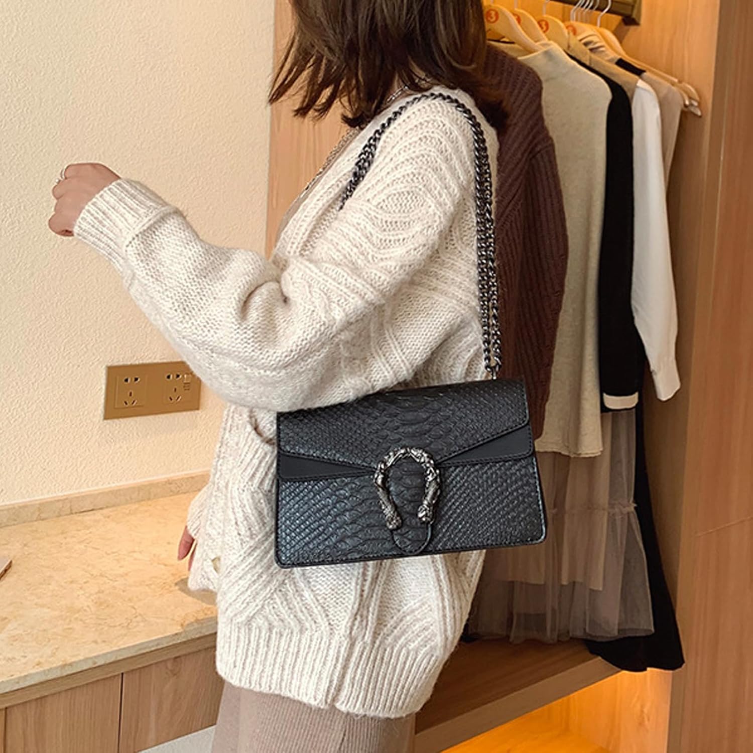 HELFNE Evening Bags and Clutches for women,Chain Fashion Crossbody Bags Satchel Handbags,Cute Vegan Purses and Shoulder Bag - Image 2