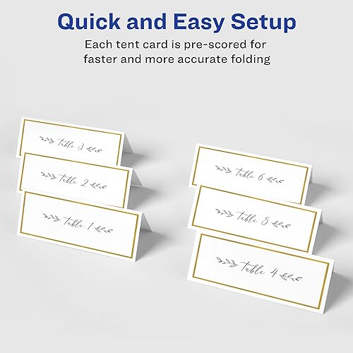 Miniatura 6 de Avery Tarjetas de lugar con borde dorado, 1-716 pulgadas x 3-34 pulgadas, 65 libras6.21 ozm, láserinyección de tinta, 150 tarjetas (35701)
