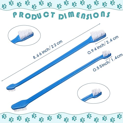 Miniatura 2 de Gerrii Cepillo de dientes para perros, 200 unidades, cepillo de dientes de doble cabeza, mango largo, kit de cepillado de dientes de perro, cerdas