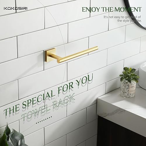 Miniatura 4 de KOKOSIRI Toallero de 12 pulgadas para baño, toallero de mano, toallero, anillo de toalla de oro cepillado B4005BG-L12+B3008BG