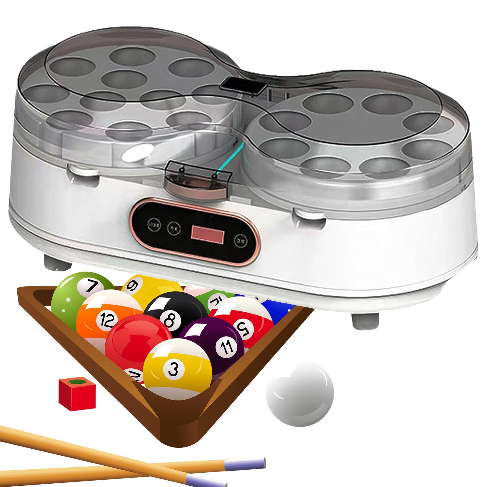 Naturalpowev Billiard Ball Cleaning Machine, Pool Ball Cleaner for Billiard and Snooker White-16-Ball