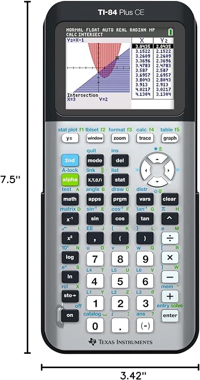 Texas Instruments TI-84 Plus CE Color Graphing Calculator, Galaxy Gray (Metallic)