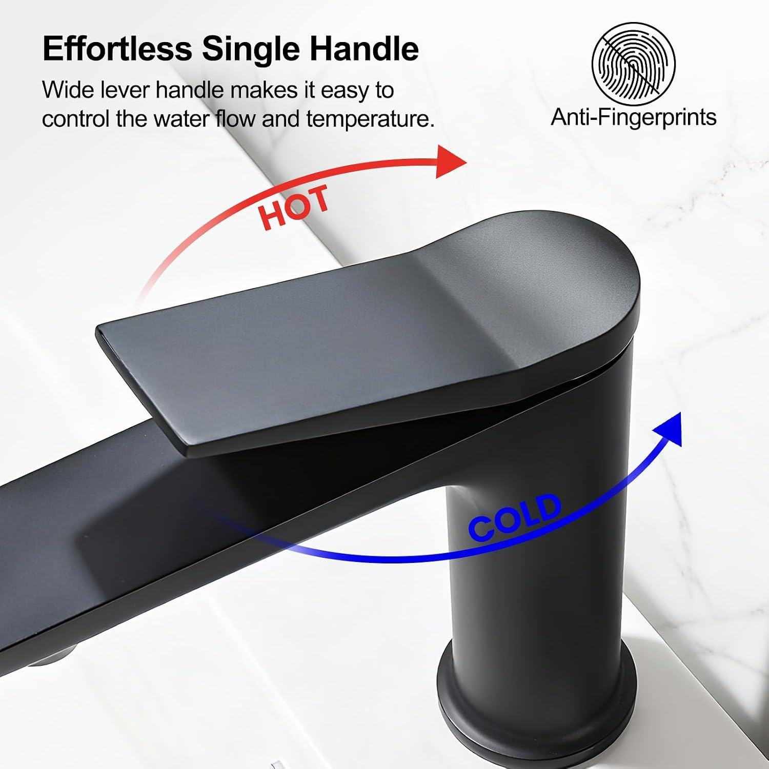 Rbrohant Single Hole Bathroom Faucet, Matte Black Single Handle Bathroom Sink Faucets for 1 Hole, Bathroom Vanity Faucet with Pop up Drain, Deck Mount, R2001-MB
