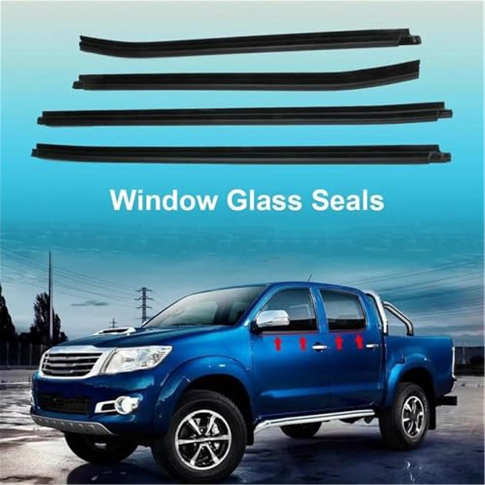 Joints de porte de fenêtre, for Toyota, for Hilux Sr5, for Mk6, for Pickup 2005-2015 Ceintures d'étanchéité de porte de fenêtre de voiture Garniture Bandes d'étanchéité en PVC Ceinture de port