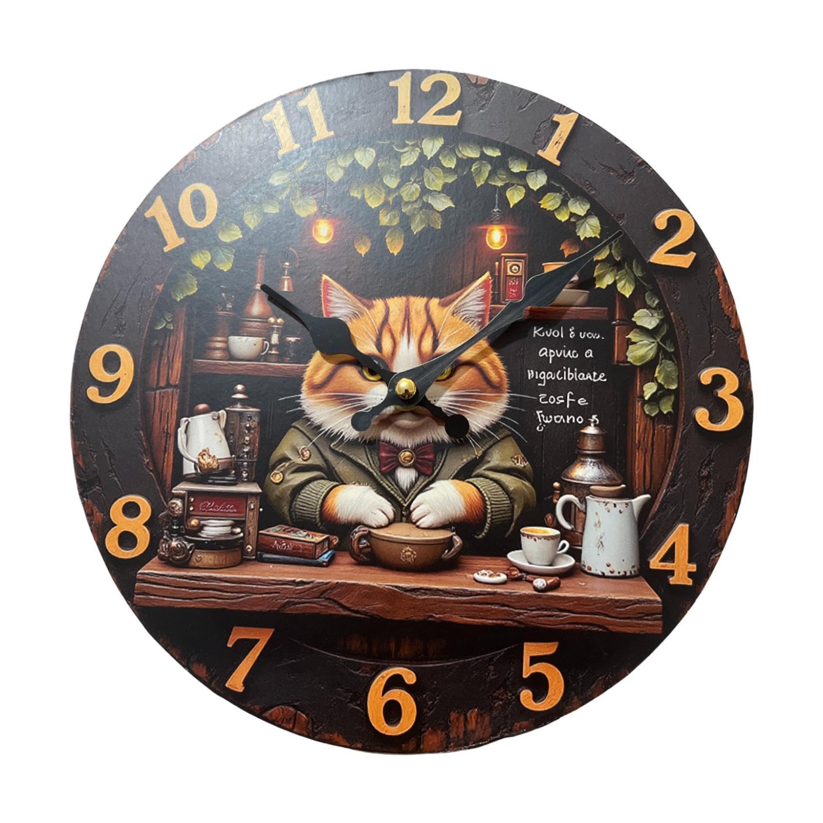 Horloge murale vintage bois 30cm mouvement silencieux aiguilles amies