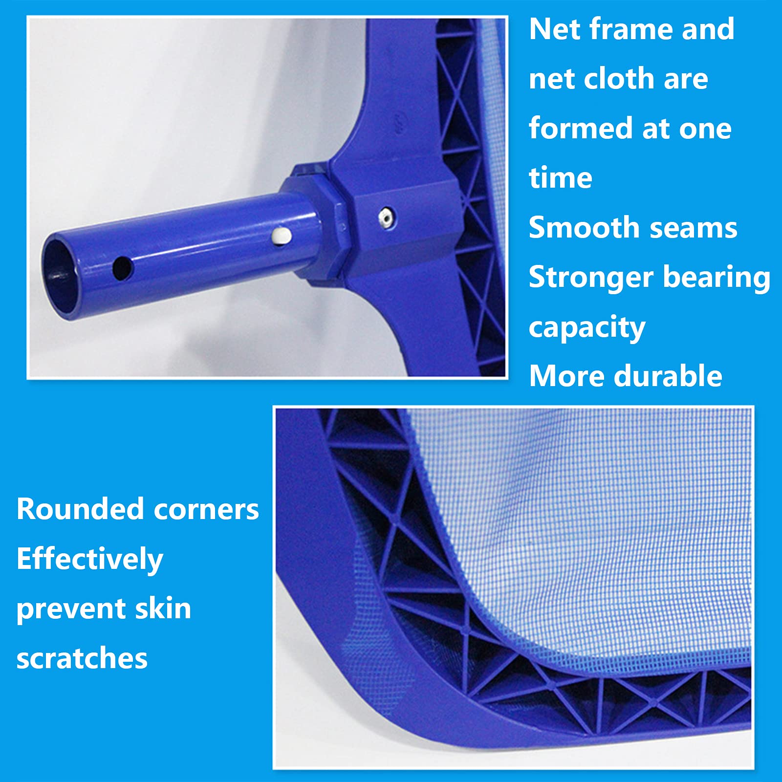 sunyu Red de Piscina, Skimmer de Hojas para Piscina Profesional, con Malla Fina y Marco Robusto, para Piscinas Recogehojas Fondo Superficie, Azul