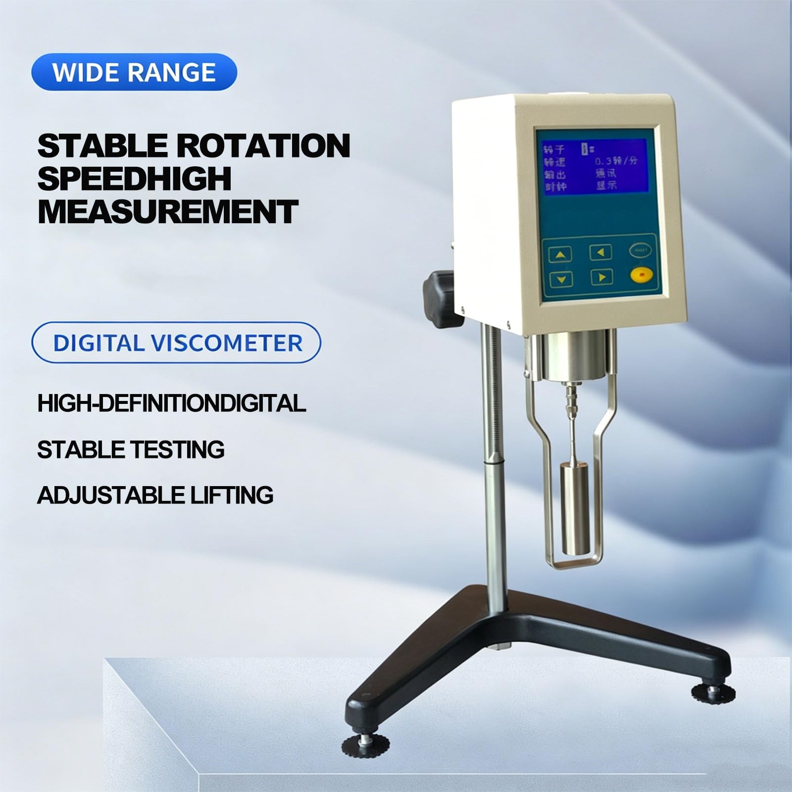 Viscosímetro rotacional Digital, medidor de viscosidad con 4 rotores y Pantalla LCD, Rango de 1 a 100000 MPa·s, Velocidad Ajustable, para mediciones de viscosidad de fluidos.