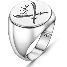 Zulfiqar Of Imam Ali 925K Sterling Silver Ring Muslim Islamic Double Sword Round Nonestone Men's Ring
