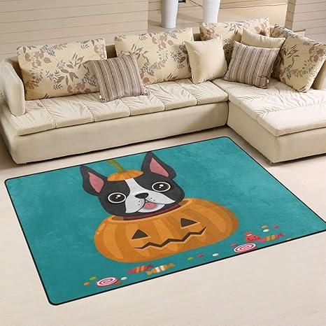 Amazon Sukau ラグマット パグ 犬柄 カボチャ 洗える 滑り止め付 100 150 ラグ カーペット 長方形 玄関マット オンライン通販