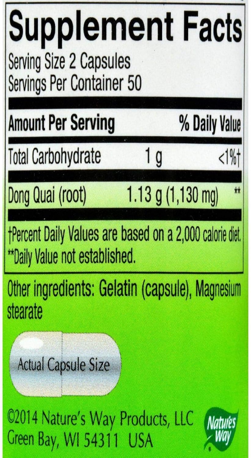 Nature's Way Dong Quai Root -- 100 Capsules / 565 mg