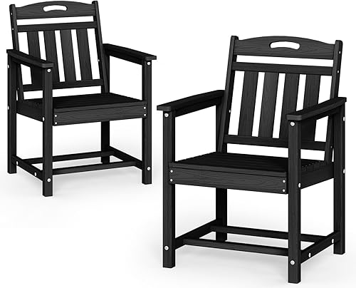 Miniatura 32 de HDPE - Juego de comedor al aire libre, mesa y sillas de patio, mesa exterior de 7 piezas y 6 sillas, agujero para sombrilla de 2 pulgadas, muebles