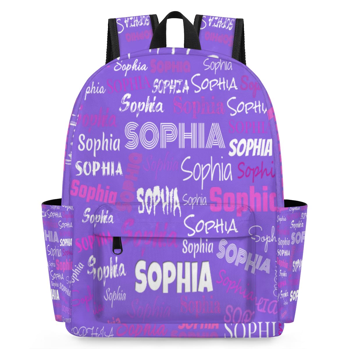 KFNHN Custom Backpack with Name, Personalized Name Text School Travel Backpack for Boys Girls Medium Purple Background