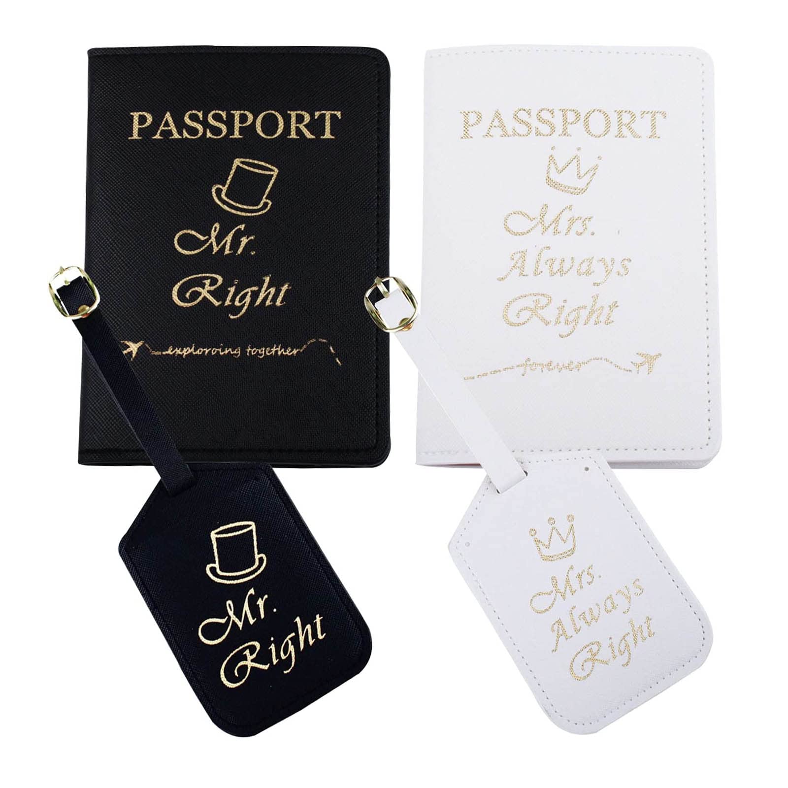 Syiomlis Mr and Mrs Luggage Tags Couples Passport Holder Set,Bridal Shower Gifts, Honeymoon Engagement Gift, Anniversary, Newlywed, Bride Groom, his