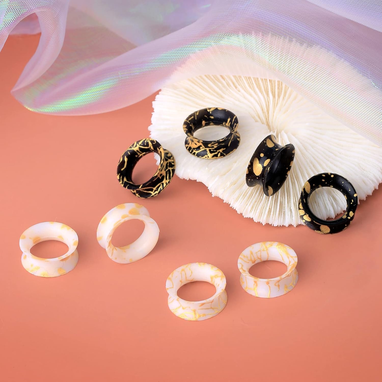 Jewseen 8Pcs Silicone Tunnels Silicone Gauges 2g-1'' Flexible Ear Tunnels Plugs Double Flared Ear Gauges Plugs Flexible Stretching Ear Piercing Jewelry for Women Men - Image 5