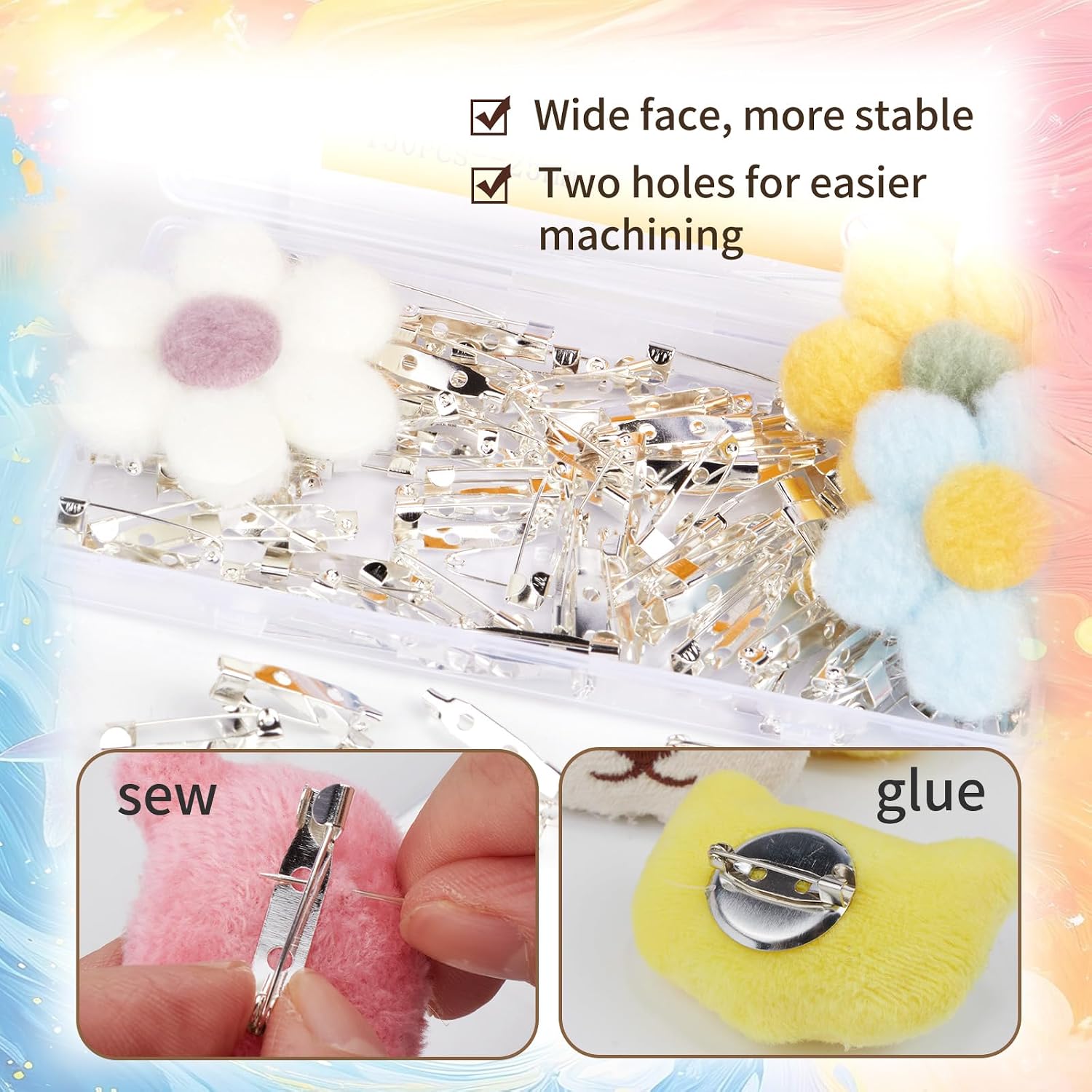 150PCS Bar Pins Backs Safety Clasp, Silver Locking Pins 25MM Brooch Clasp Pins Bar Jewelry Pin for DIY Name Tags Corsage Badge Silvers Jewelry Making Silvers Jewelrys Making (Silver)