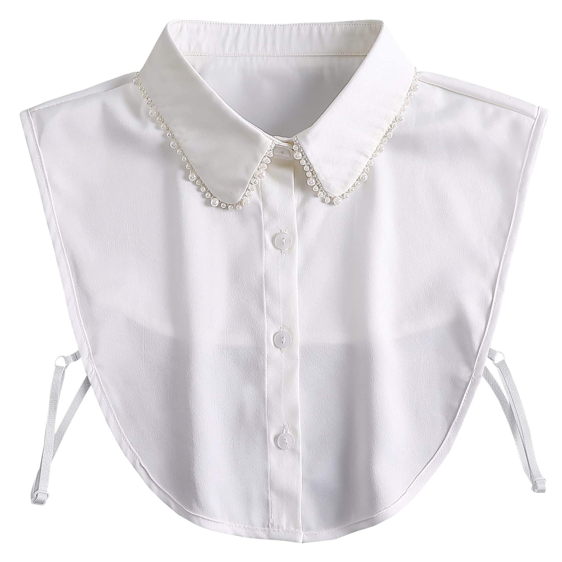 Yakefj Women's 66White Lady Half-Shirt Blouse Detachable Lace Chiffon Fake Collars Dicky Collar Faux Collar, One Size