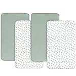 Crib Sheets 4 Pack for Baby Boys & Girls, Neutral Crib Sheet Fitted 52\'\' x 28\'\' for Standard Crib & Toddler Mattress, Ultra Soft Material Baby Sheet, Aqua Leaf