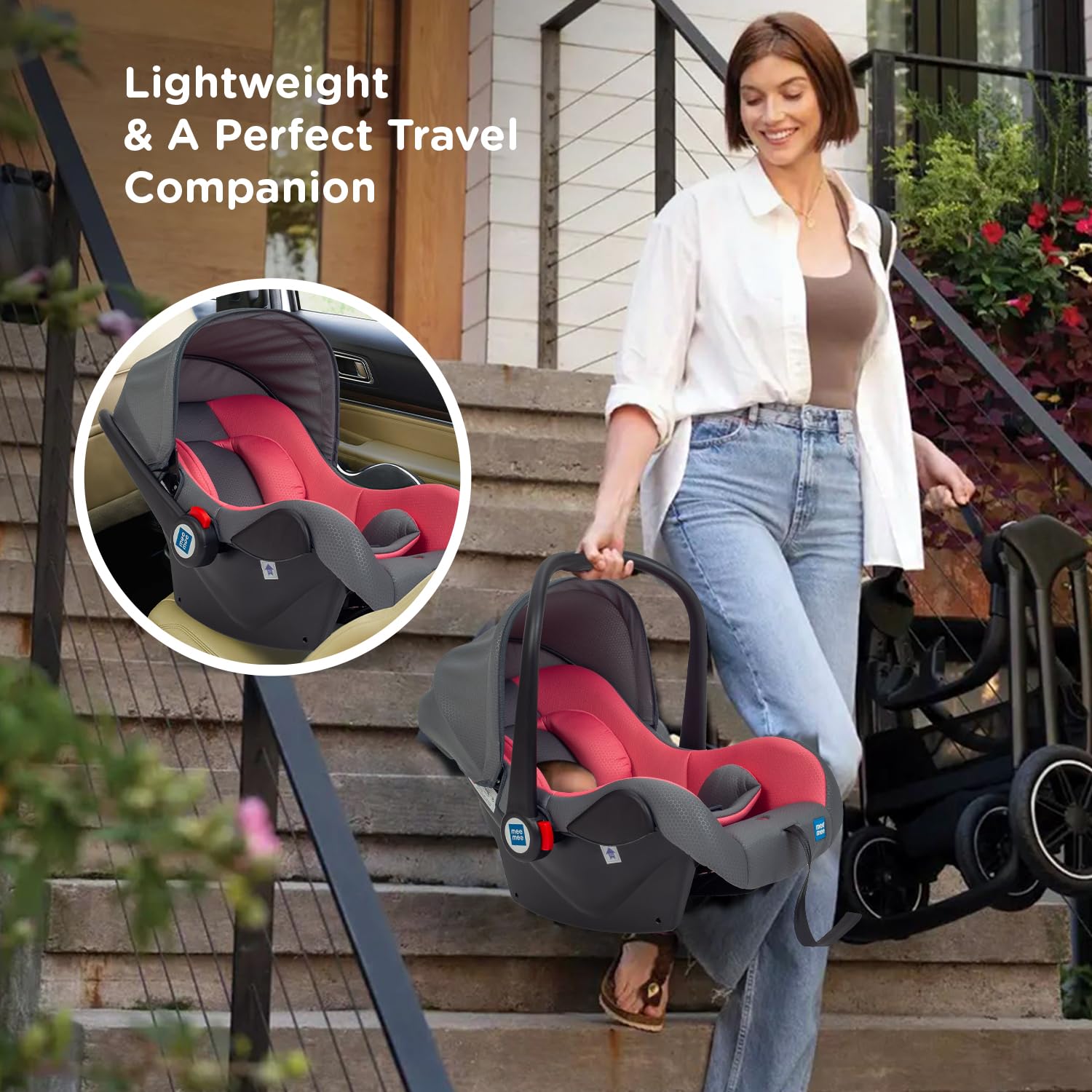 Mee Mee Little Explorer Car Seat & Carry Cot - Pink -7 Mee Mee Little Explorer Car Seat & Carry Cot - Pink -7